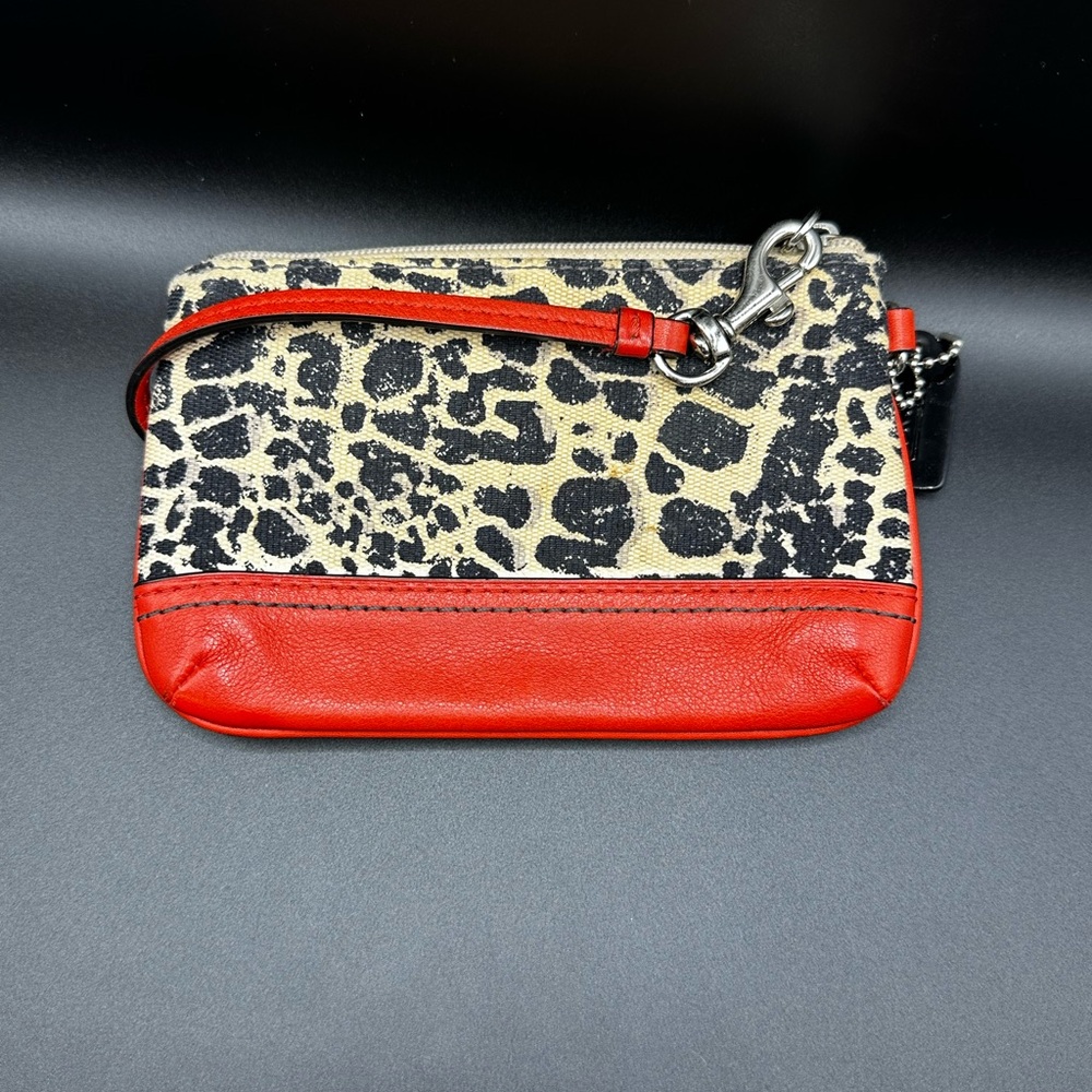 Coach Cheetah Print Wristlet with Red Leather Trim - Picture 2 of 8
